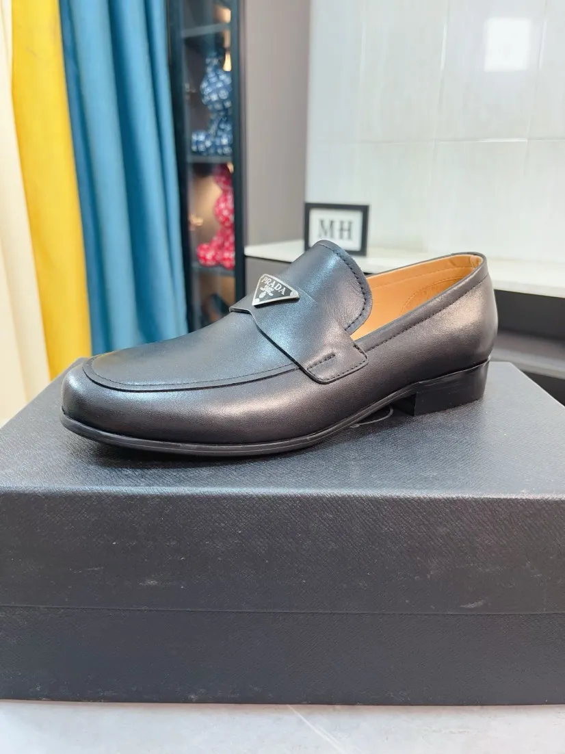 Men's shoes 💰540🌹🌹【PRADA Leather Shoes】Top purchasing agency Original imported Italian custom-made open-edge beaded cowhide leather surface, fully imported water-dyed breathable cowhide lining, original factory special molded sole super comfortable, size: 38-44